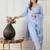 Women Floral Printed Linen Kurta with Trousers & Dupatta