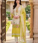 Women Floral Printed Regular Thread Work Kurta with Trousers & With Dupatta