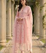 Women Floral Embroidered Regular Thread Work Pure Cotton Kurta with Trousers & With Dupatta