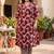 Plus Size Maroon Printed A-Line Kurta Trousers Set
