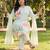 Plus Size Sea Green Printed Straight Kurta Trousers With Dupatta Set