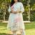 Plus Size Sea Green Printed Straight Kurta Trousers With Dupatta Set