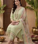 Women Ethnic Motifs Embroidered Regular Thread Work Kurta with Trousers & With Dupatta