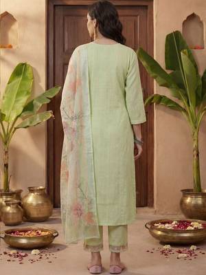 Women Ethnic Motifs Embroidered Regular Thread Work Kurta with Trousers & With Dupatta 6