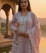 Women Floral Embroidered Cotton Kurta with Trousers & Dupatta