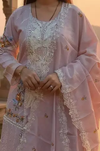 Women Floral Embroidered Cotton Kurta with Trousers & Dupatta