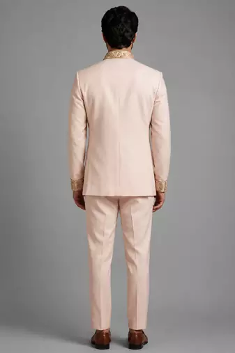 Cream art silk indo western set