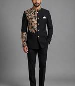 Black art silk indo western set