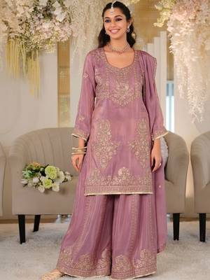 Women Ethnic Motifs Embroidered Regular Thread Work Kurta with Palazzos & With Dupatta 6