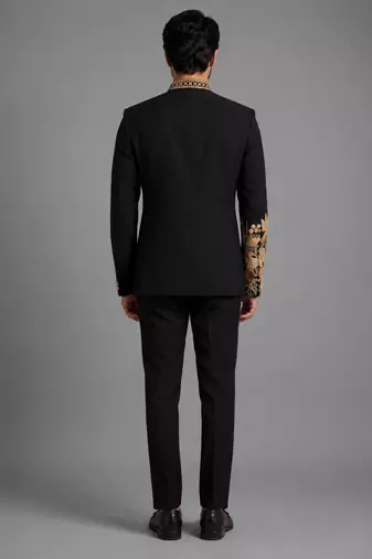 Black art silk indo western set