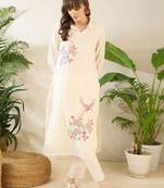 Women Ethnic Motifs Embroidered Regular Thread Work Pure Cotton Kurta with Trousers