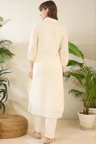 Women Ethnic Motifs Embroidered Regular Thread Work Pure Cotton Kurta with Trousers