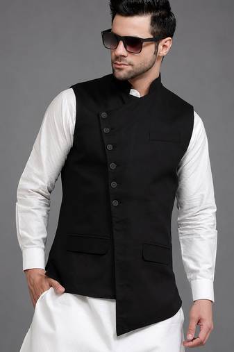 Black cotton kurta jacket