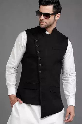 Black cotton kurta jacket