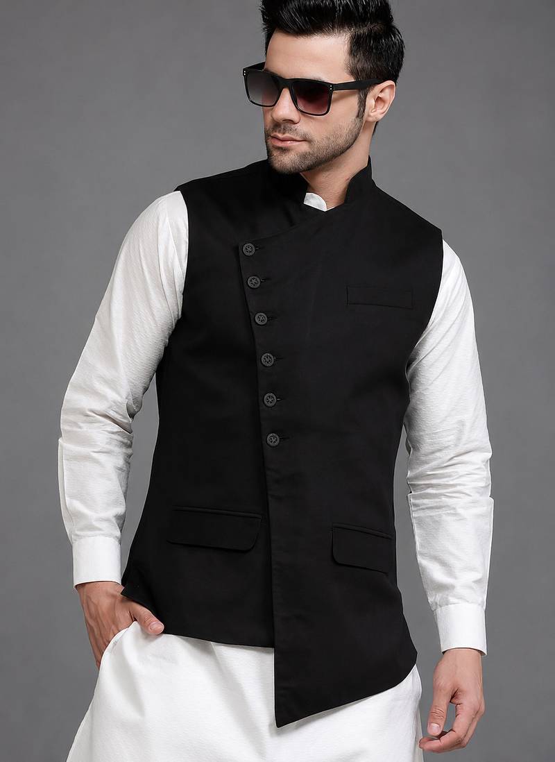 Black cotton kurta jacket