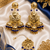 Blue Leaf work Earrings Tikka Set