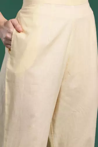 Floral Embroidered Pure Cotton Kurta with Trousers & Dupatta