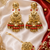 Red leaf work earrings tikka set