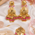 Pink leaf work earrings tikka set