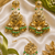 Parrot green leaf work earrings tikka set