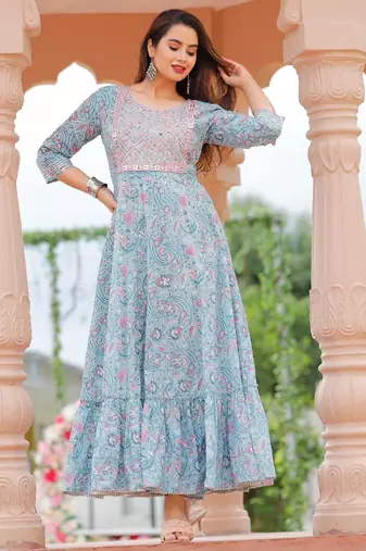 Reyon blue anarkali gawn