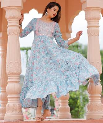 Reyon blue anarkali gawn 2