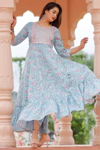 Reyon blue anarkali gawn