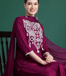 Embroidered Mirror Work Kurta With Trousers & Dupatta
