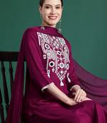 Embroidered Mirror Work Kurta With Trousers & Dupatta