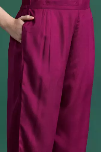 Embroidered Mirror Work Kurta With Trousers & Dupatta