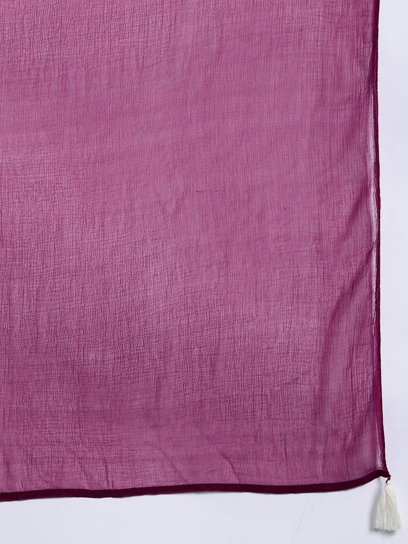 Embroidered Mirror Work Kurta With Trousers & Dupatta