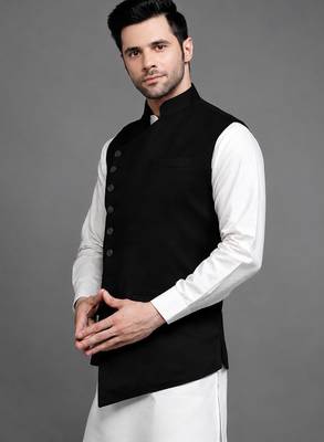 Black cotton kurta jacket 2