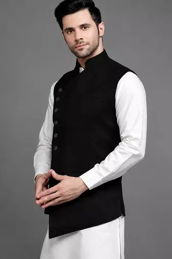 Black cotton kurta jacket