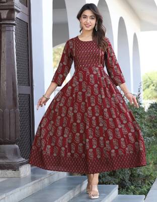 Reyon maroon anarkali gown 1