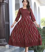 Reyon maroon anarkali gown