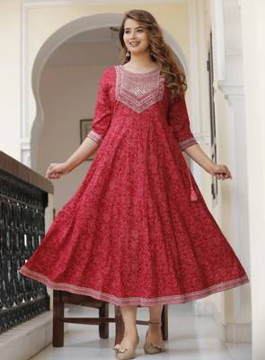 Reyon red anarkali gown 1
