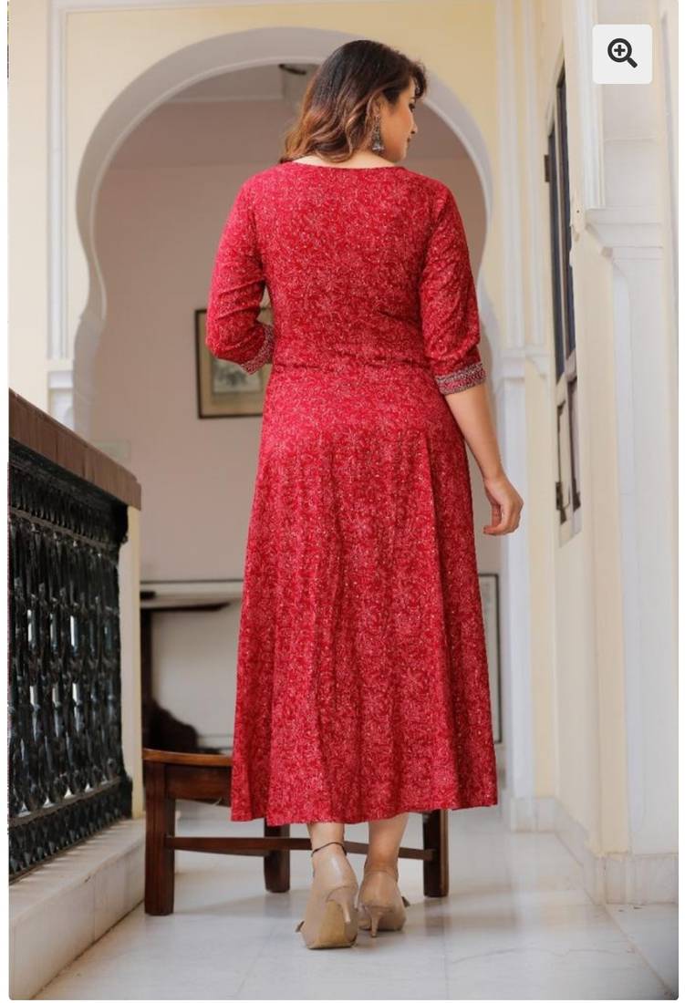 Reyon red anarkali gown