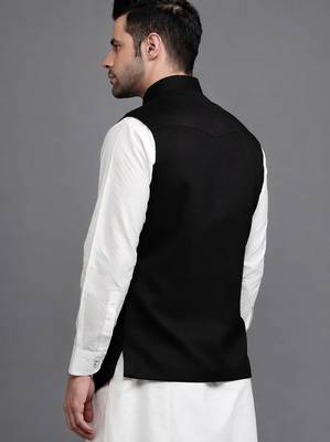 Black cotton kurta jacket 3
