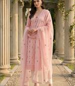 Women Floral Embroidered Regular Thread Work Pure Cotton Kurta with Trousers & With Dupatta