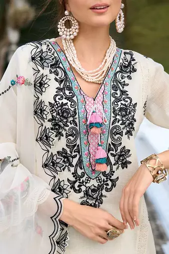 Ethnic Motifs Embroidered Pure Cotton Kurta with Trousers & Dupatta
