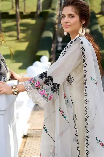 Ethnic Motifs Embroidered Pure Cotton Kurta with Trousers & Dupatta