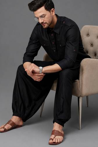 Black cotton pathani