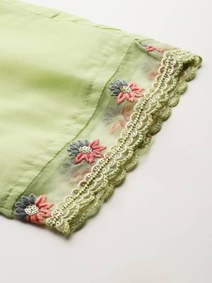 Women Floral Embroidered Regular Thread Work Pure Cotton Kurta with Trousers & With Dupatta 9