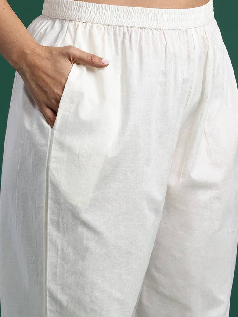 Plus Size Floral Print Beads & Stones Kurta with Trousers & Dupatta