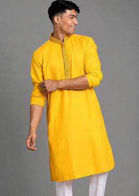 Yellow cotton kurta pant 2