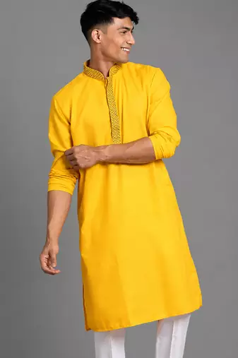 Yellow cotton kurta pant