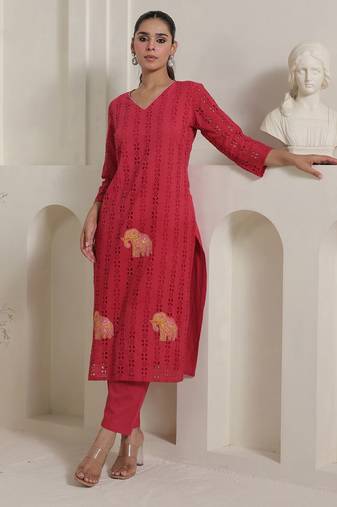 Women Ethnic Motifs Printed Pure Cotton Kurta with Trouser