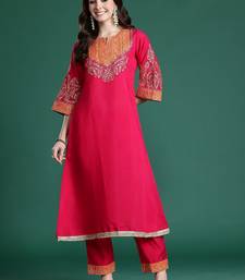 Ethnic Motifs Embroidered Regular Kurta with Trousers