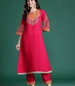 Ethnic Motifs Embroidered Regular Kurta with Trousers