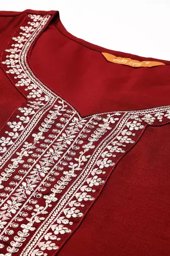Ethnic Motifs Embroidered Sequinned Kurta with Trousers & Dupatta